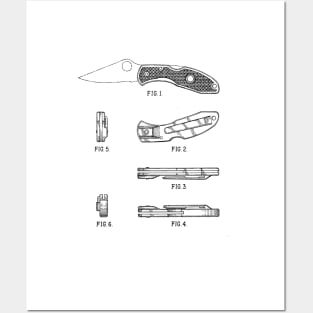 Folding Knife Vintage Patent Hand Drawing Posters and Art